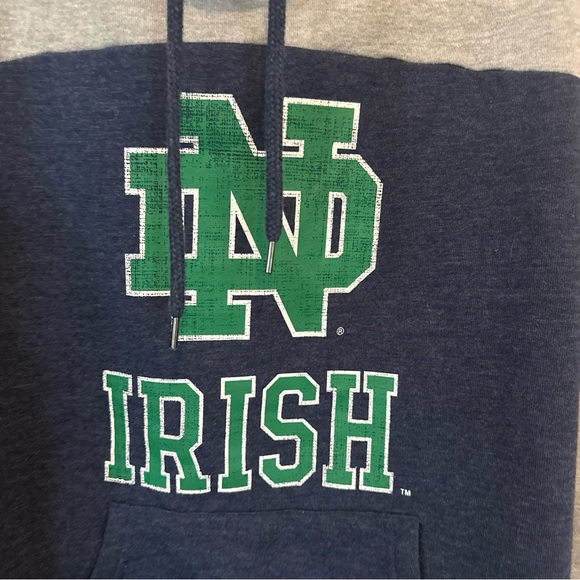 Colosseum Notre Dame Sweatshirt Women’s Size Small Gray Blue Cowl Neck Hoodie - Picture 2 of 10